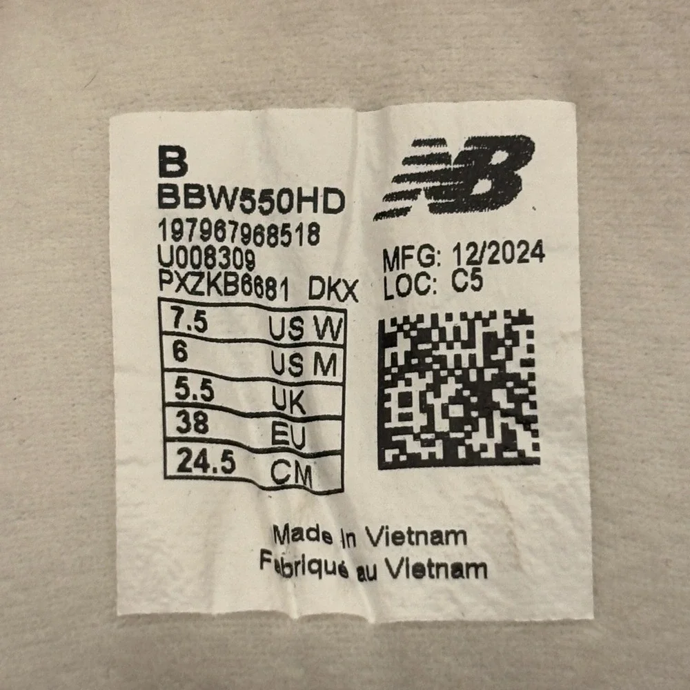 NEW BALANCE 550 Sneakers Womens Size 7.5 Light Grey Streetwear Comfort BBW550HD‎
